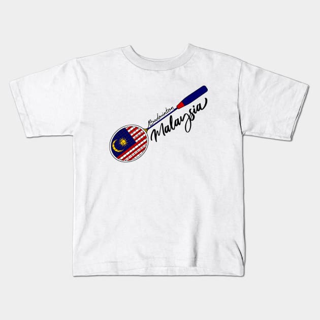 Malaysia Flag of Badminton Racquet Racket Sports (Malaysia) Flag Kids T-Shirt by Mochabonk